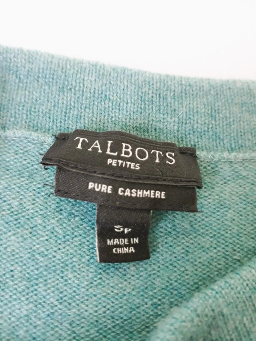 Talbots Cashmere Sweater 3/4 Sleeves Small Petite Green